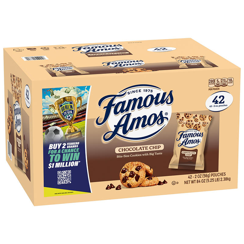 Famous Amos bite-size cookies packaging