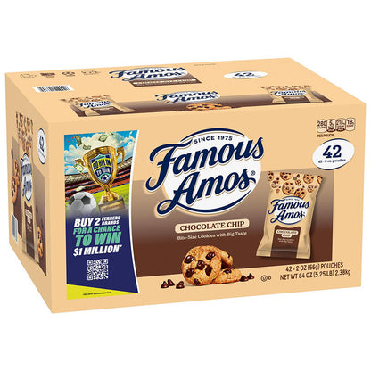 Famous Amos bite-size cookies packaging
