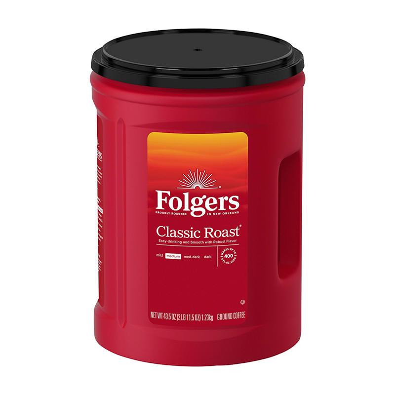 Folgers Classic Roast ground coffee canister 43.5 oz