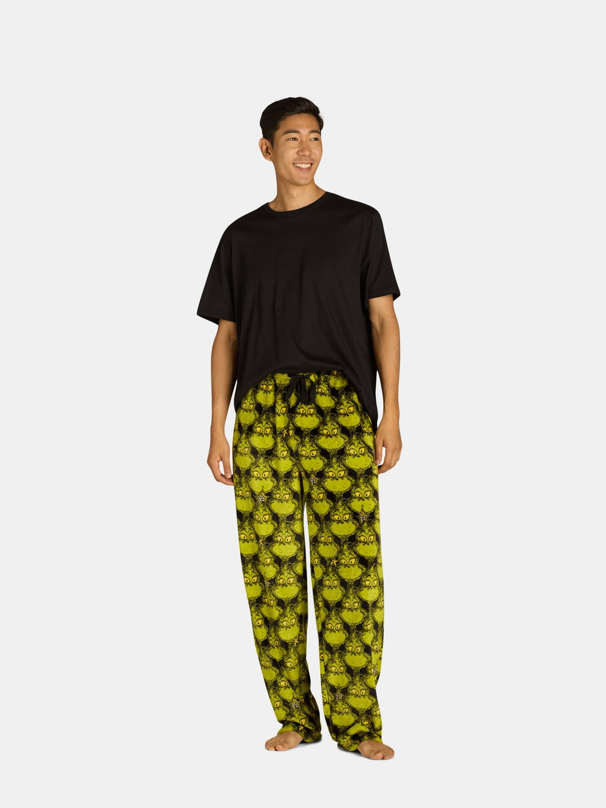 Grinch men's sleep pants with a relaxed silhouette