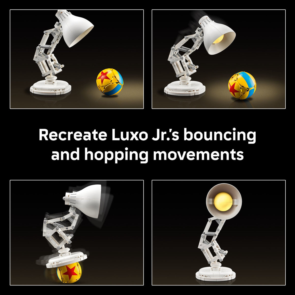 Fully articulated LEGO Pixar Luxo Jr. model