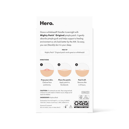 Hero Cosmetics hydrocolloid whitehead patches, 24-count pack