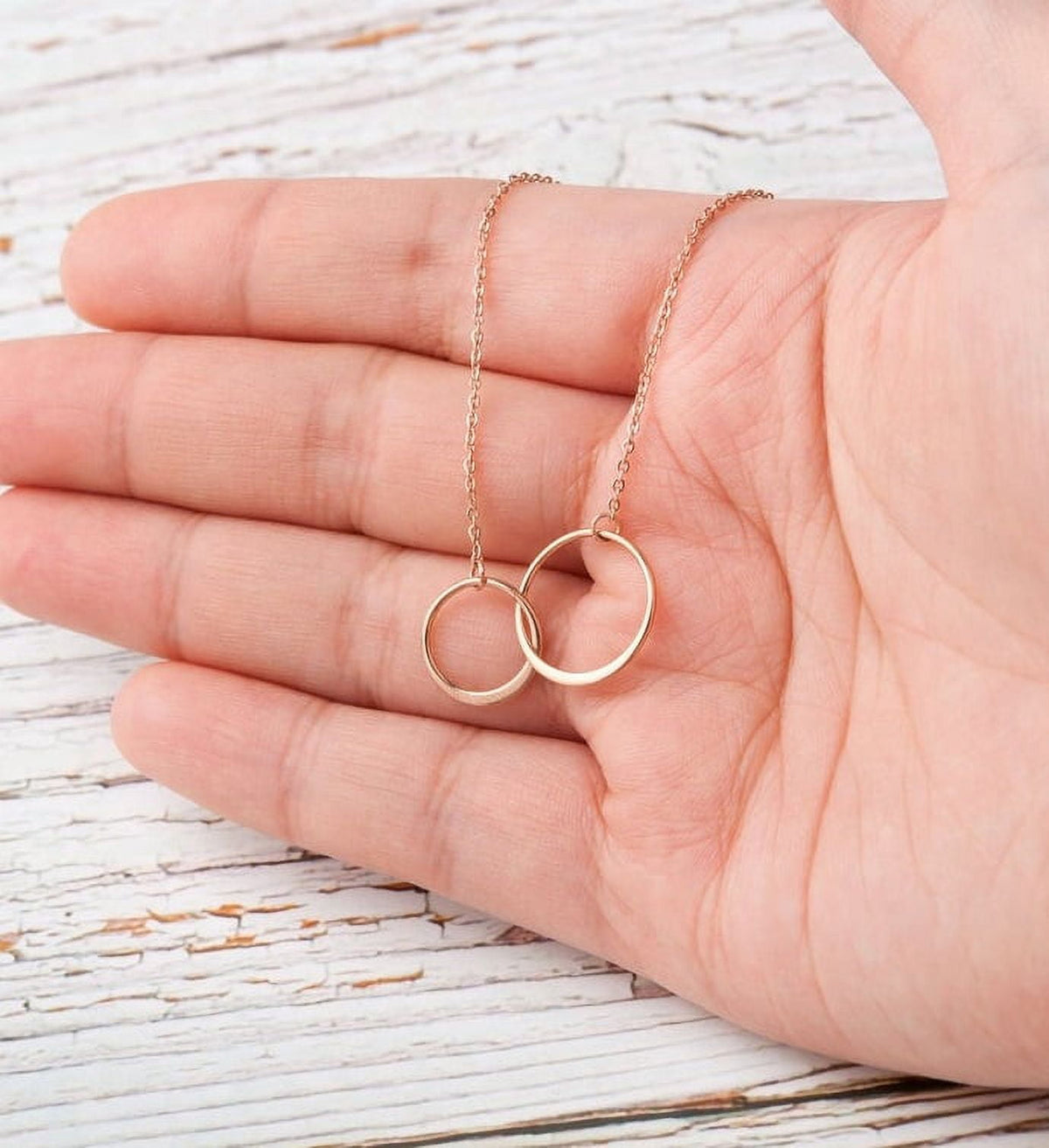 Silver-tone triple-ring necklace for birthday gifting