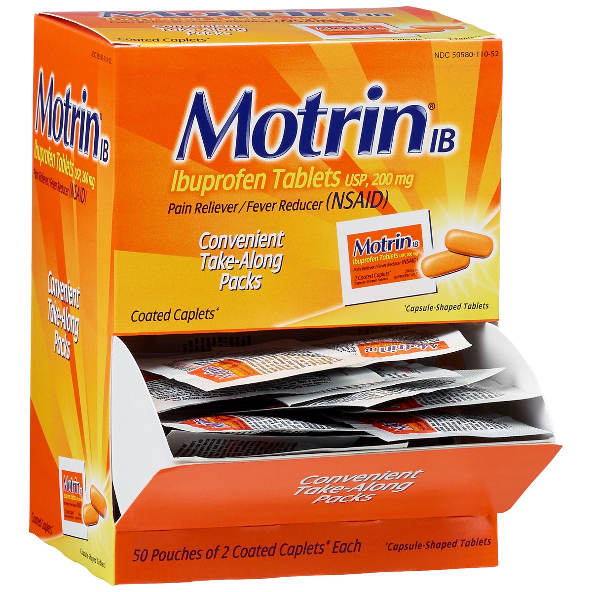 Motrin ibuprofen pain reliever 50 caplets