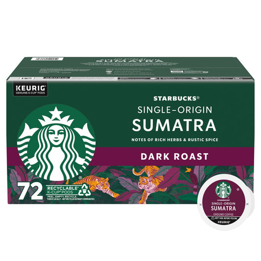Starbucks Sumatra dark roast K-Cup box 72 count