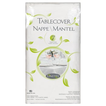 Linette white rectangular table covers 54 x 108 inch 7 count