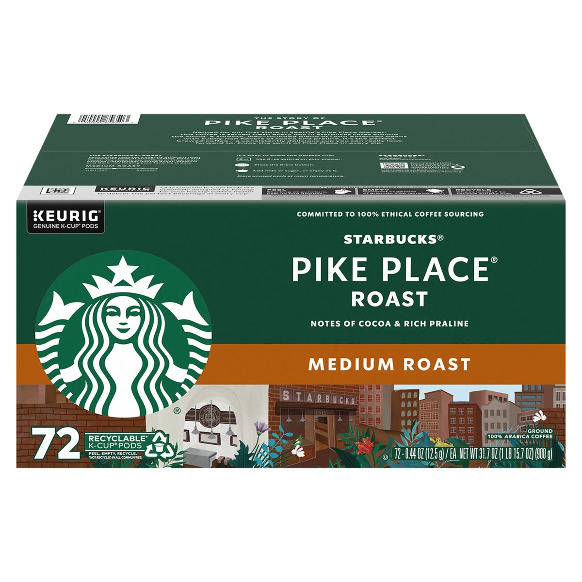 Starbucks Pike Place medium roast K-Cup box 72 count
