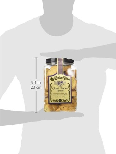 La Dolce Vita Classic Almond Italian Biscotti Cookie Snacks with Whole Almonds, 40 oz. Jar, 30 Servings (Pack of 1)