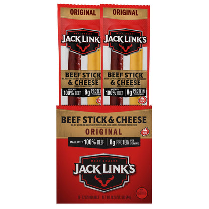 Jack Link's beef and cheese sticks 16-count pack