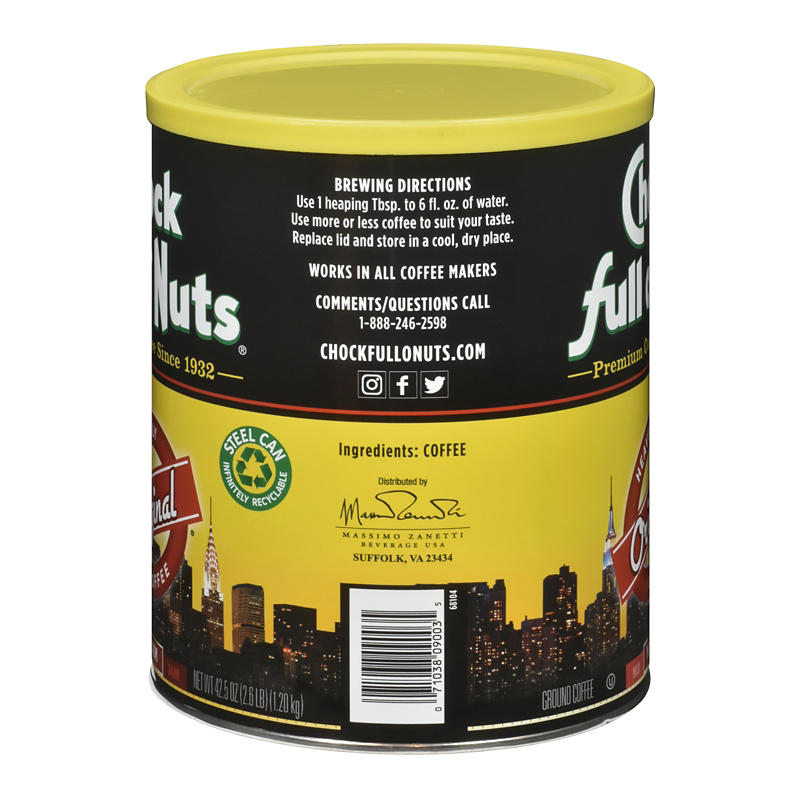 Chock Full O'Nuts 42.5 oz ground coffee front label