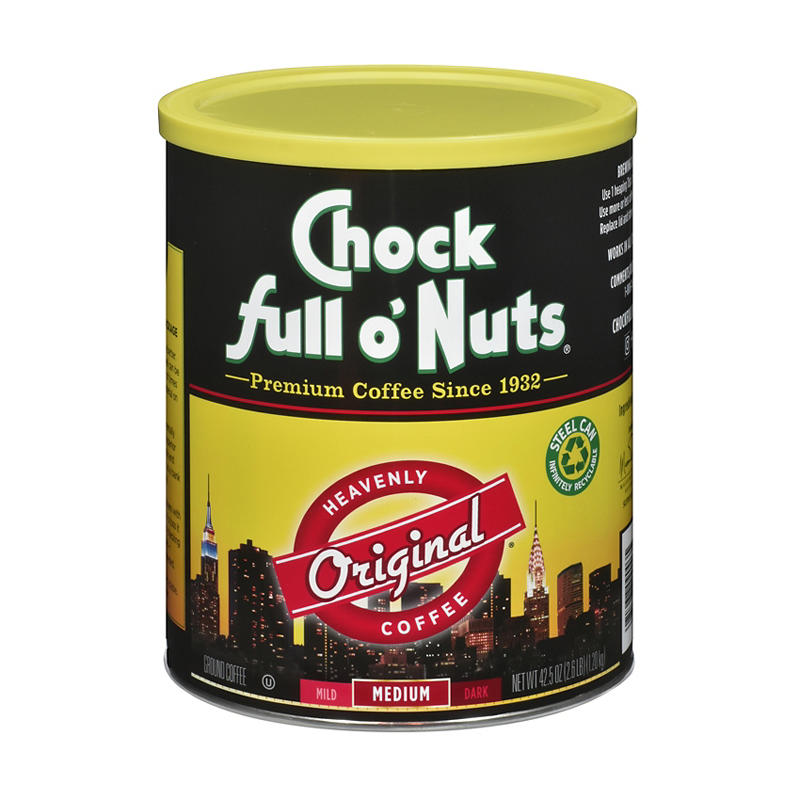 Chock Full O'Nuts ground coffee steel can packaging