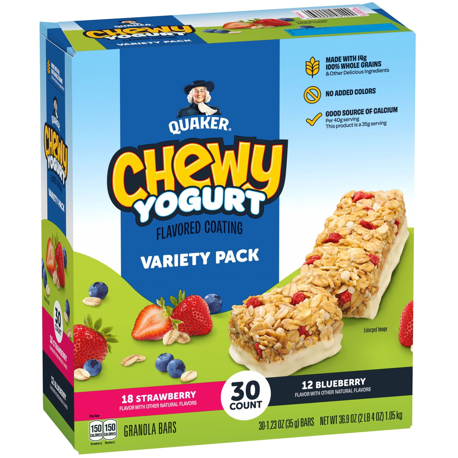 Quaker Chewy granola bars with yogurt-flavored coating variety pack 30 ct
