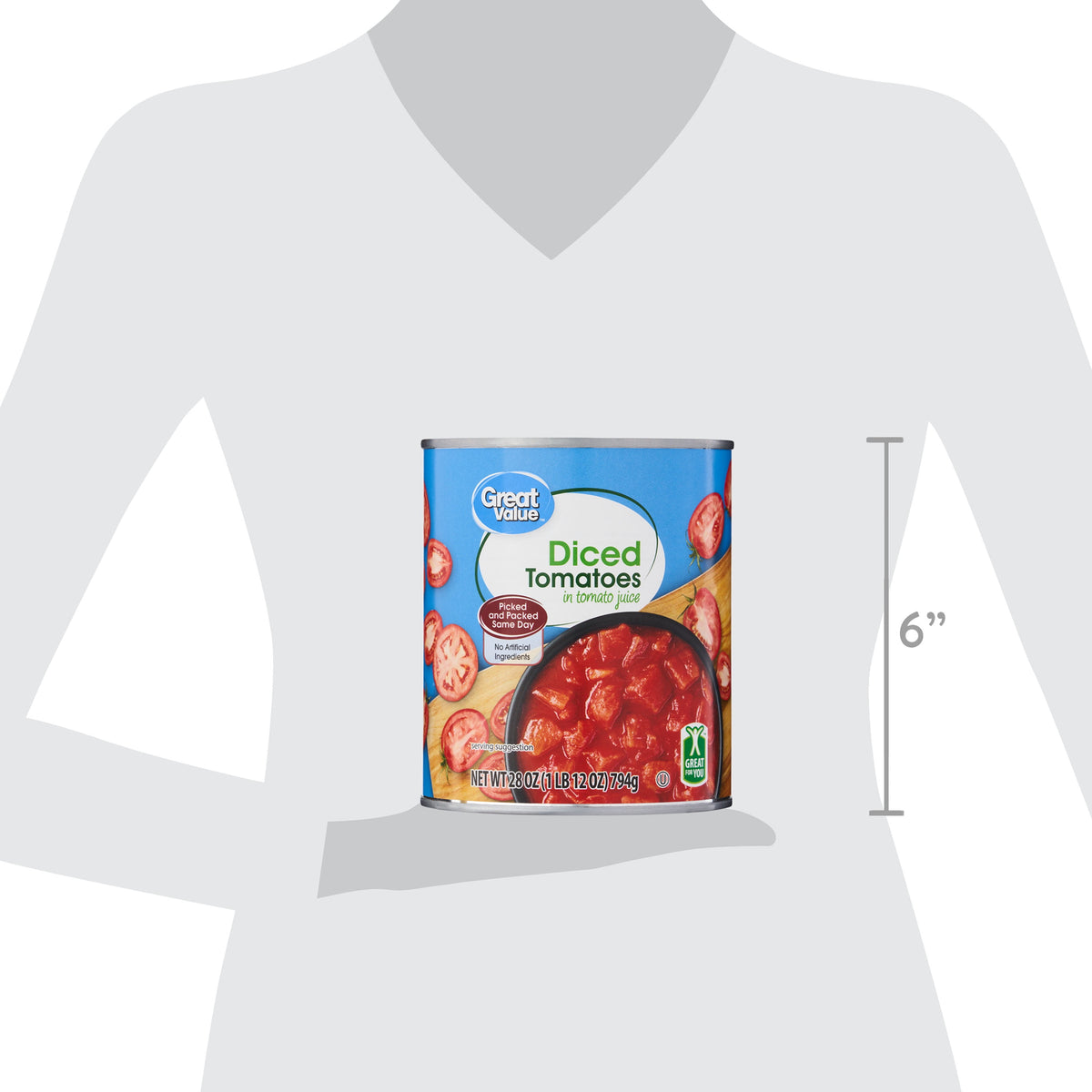 Great Value 28 oz canned diced tomatoes for meal prep