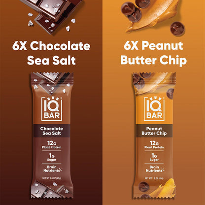 IQBAR Plant Protein Bars Chocolate Sea Salt Peanut and Butter Chip Variety Pack, 12g Protein, 12 ct. - product image 4