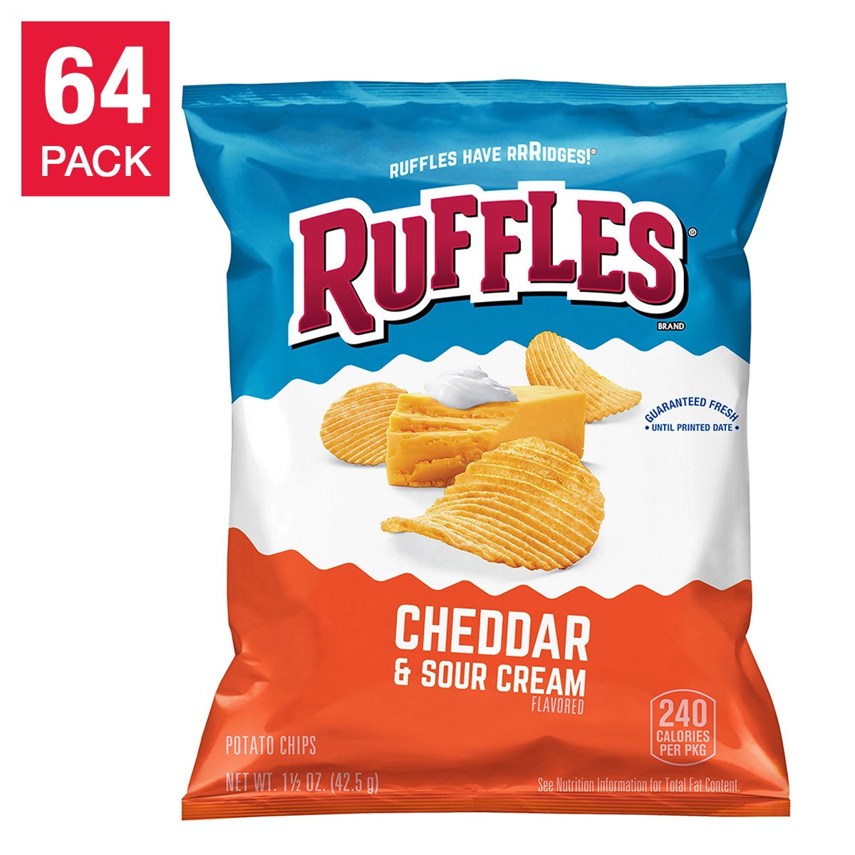 Ruffles cheddar and sour cream potato chips 1.5 oz bags