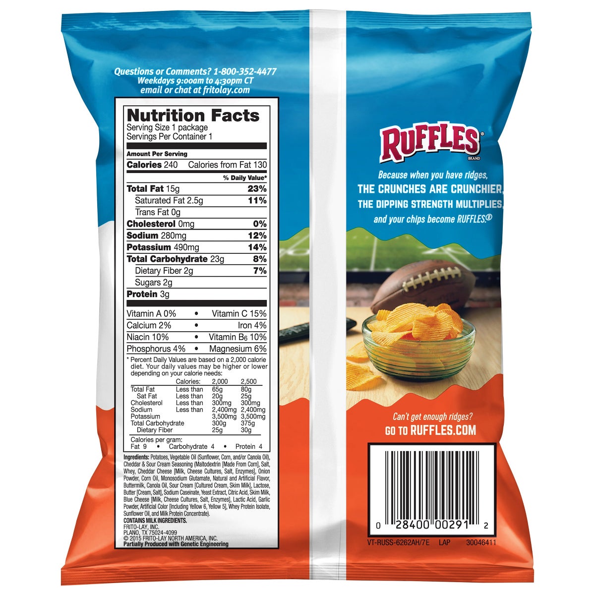 Frito Lay Ruffles cheddar sour cream 64-count chips