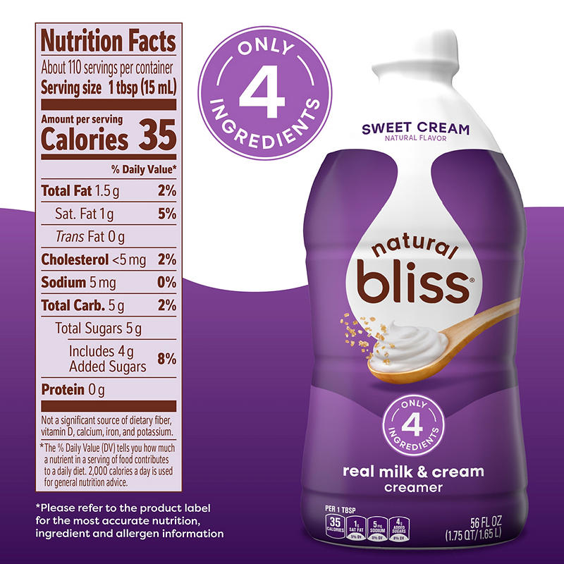 Sweet cream flavored creamer for iced coffee