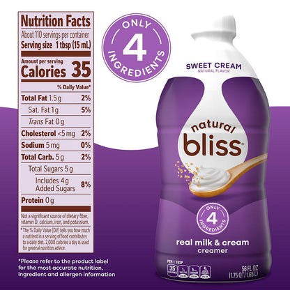 Sweet cream flavored creamer for iced coffee