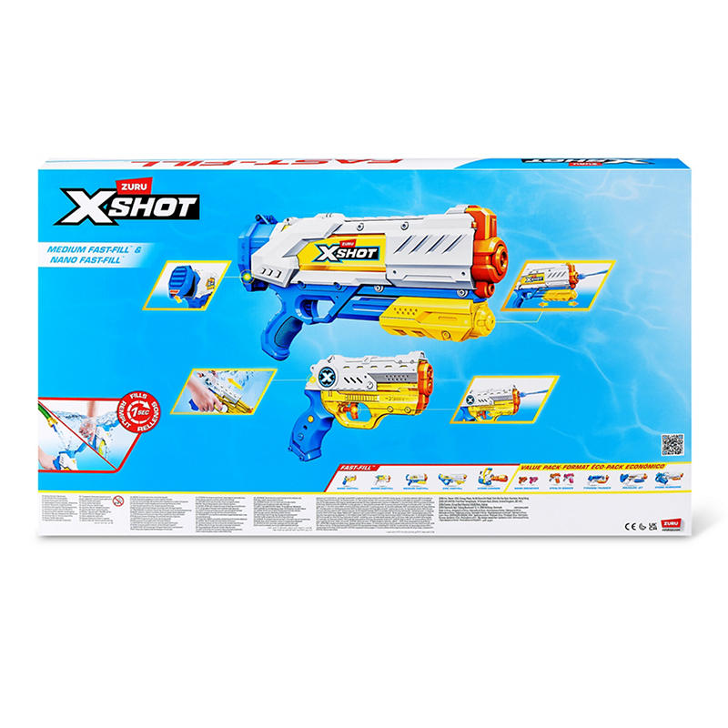 XShot Nano and medium water blasters in pack