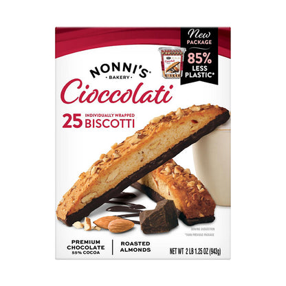 Nonni's Cioccolati Biscotti 25 count carton