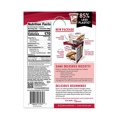 Italian chocolate biscotti cookies in carton