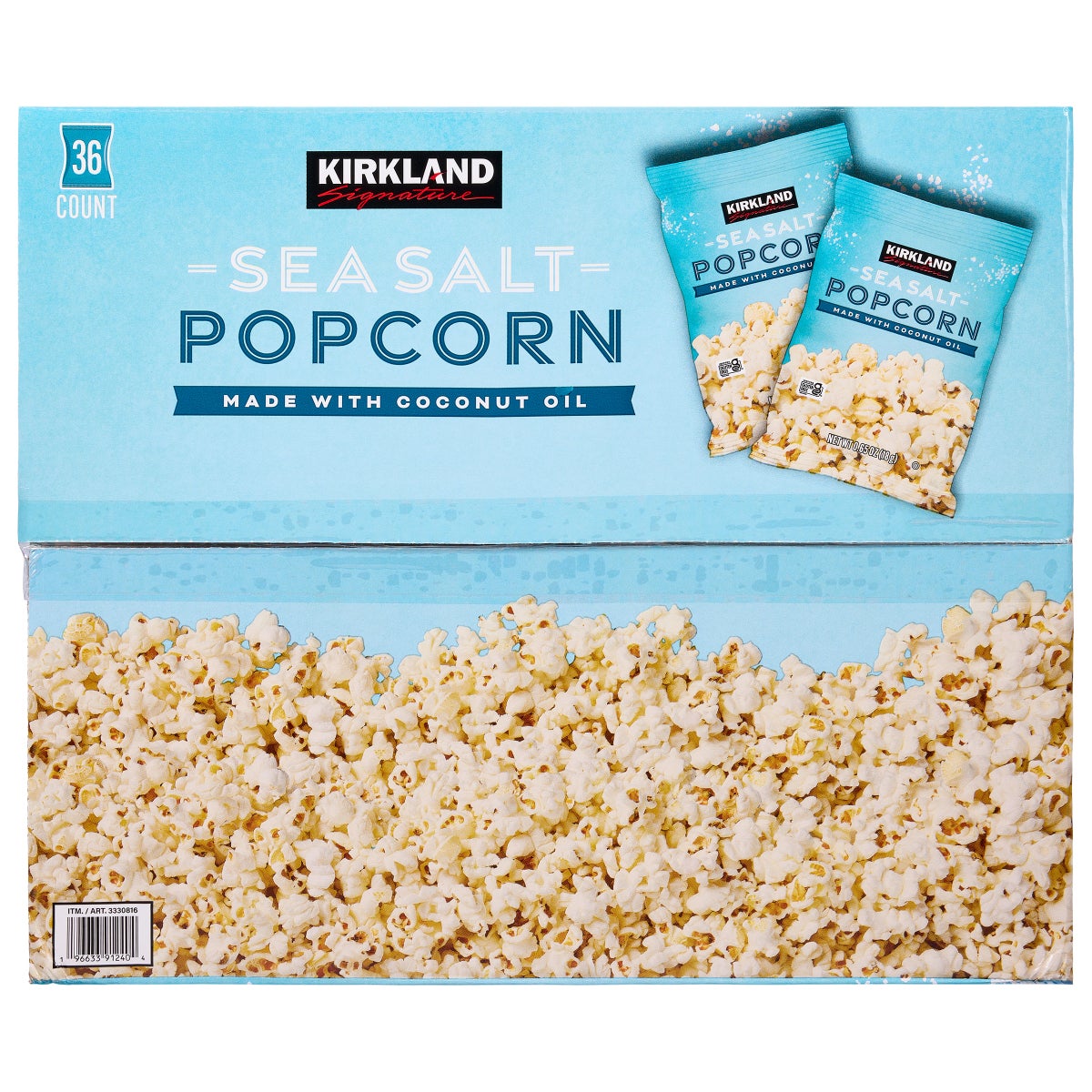 Gluten free Kirkland Signature popcorn made with coconut oil