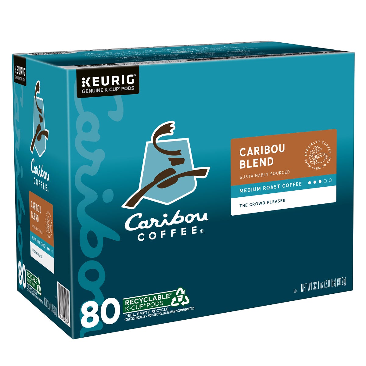 Medium roast Caribou Coffee K-Cup coffee pods