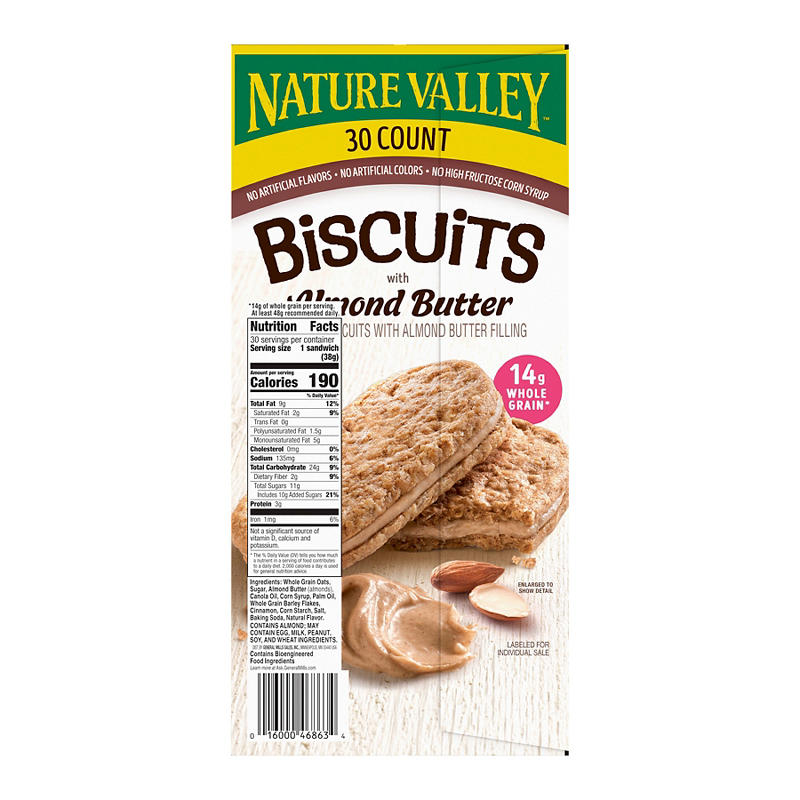 Crunchy whole grain oat biscuits with almond butter