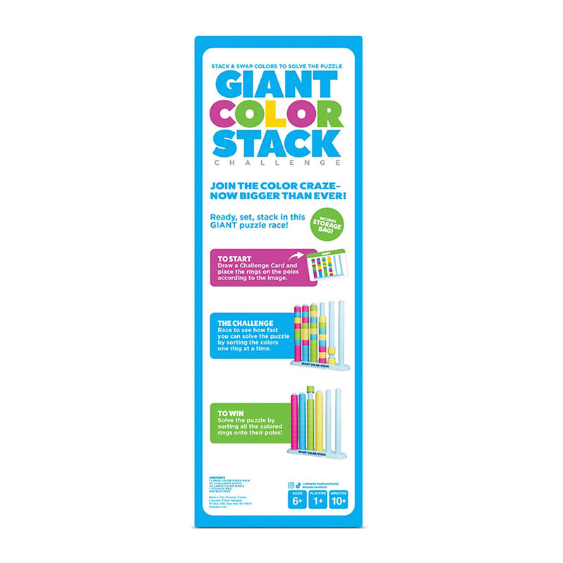 Family game night puzzle with colorful stacking pieces