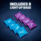 Eight included bean bags in team colors
