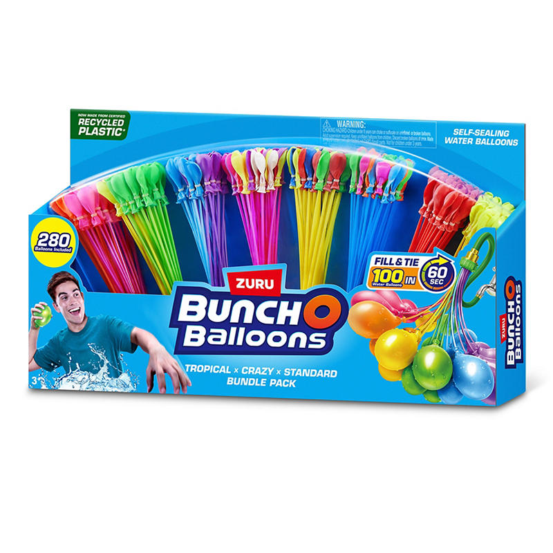 Large pack of colorful water balloons for outdoor fun