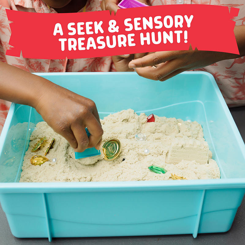 Kids treasure hunt play bin with building molds