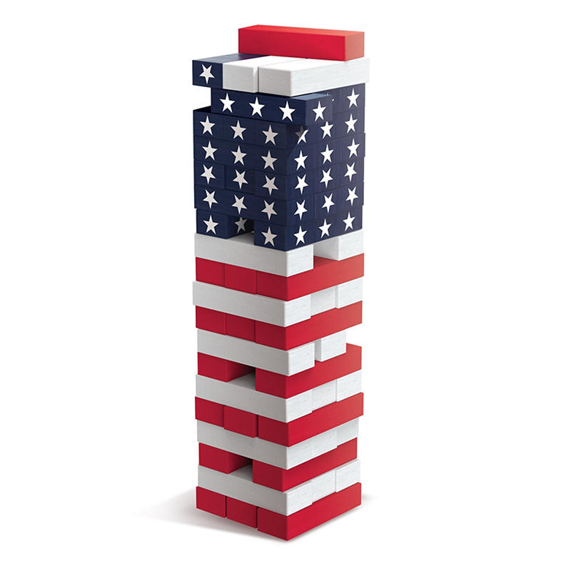 Portable tumbling tower game with zippered carrying case