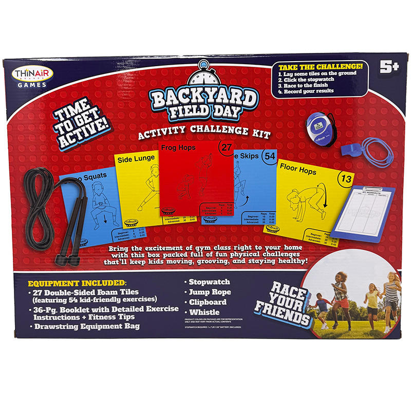 Kids family fitness game with stopwatch and jump rope