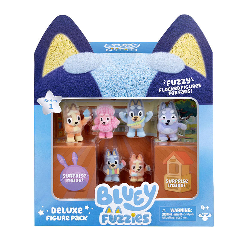 Bluey flocked collectible figure set