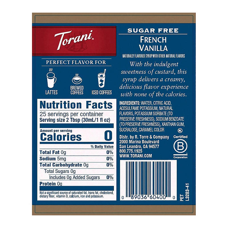 25.4 oz Torani French vanilla syrup