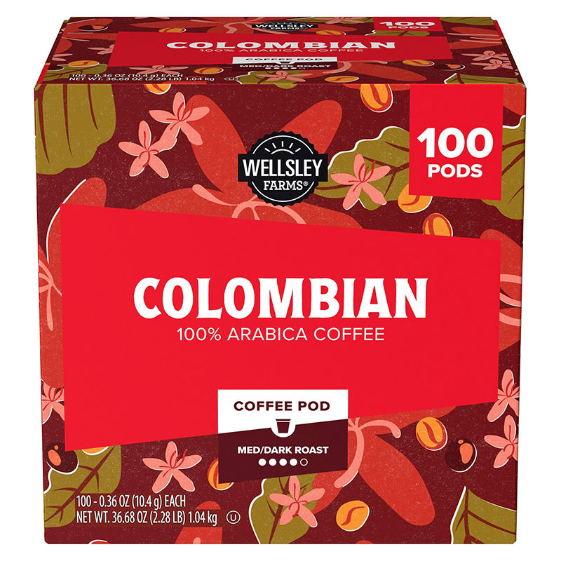 Wellsley Farms Colombian coffee pods 100 count box