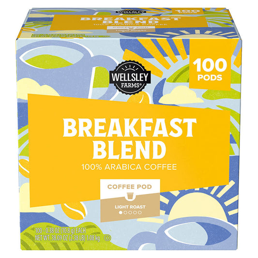 Wellsley Farms Breakfast Blend coffee pods 100 count box