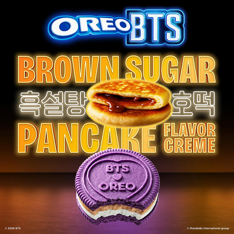 Oreo BTS cookies with brown sugar pancake flavor creme