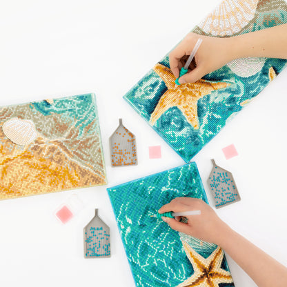 DIAMOND DOTZ three-panel beach-inspired craft project