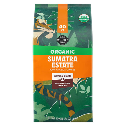 Wellsley Farms organic Sumatra whole bean coffee 40 oz