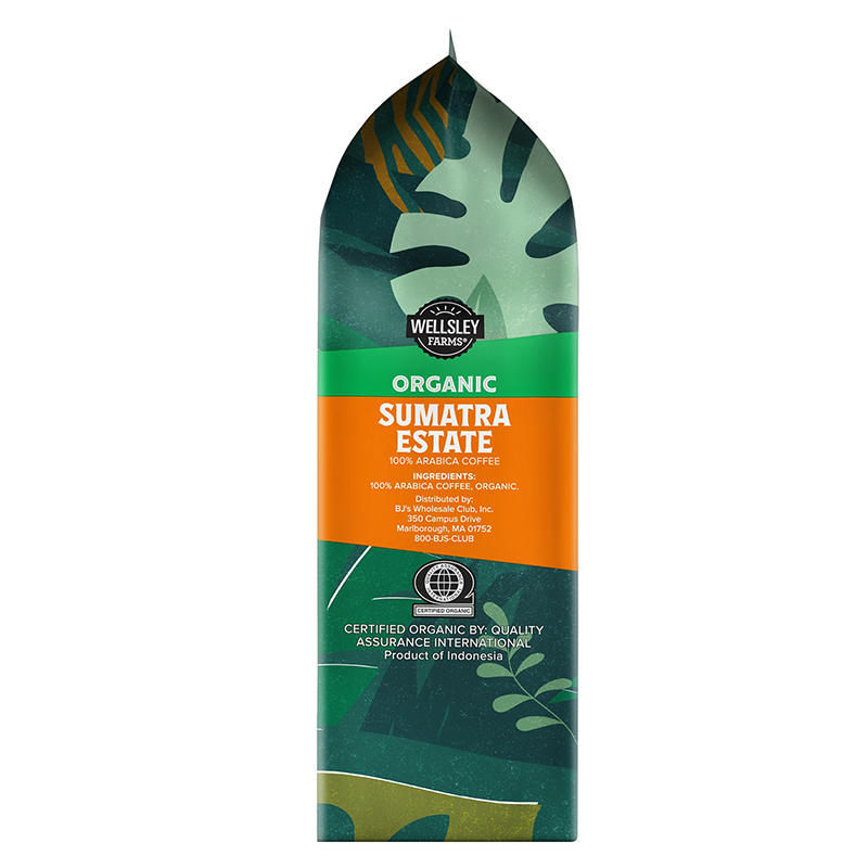 Organic medium-dark roast whole bean coffee bag