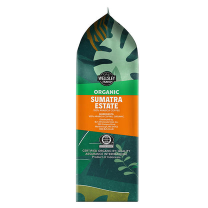 Organic medium-dark roast whole bean coffee bag