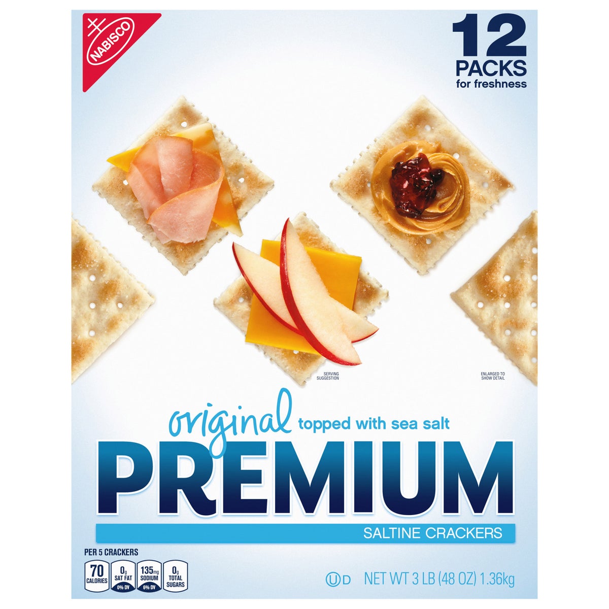 Crisp original saltine crackers with coarse sea salt