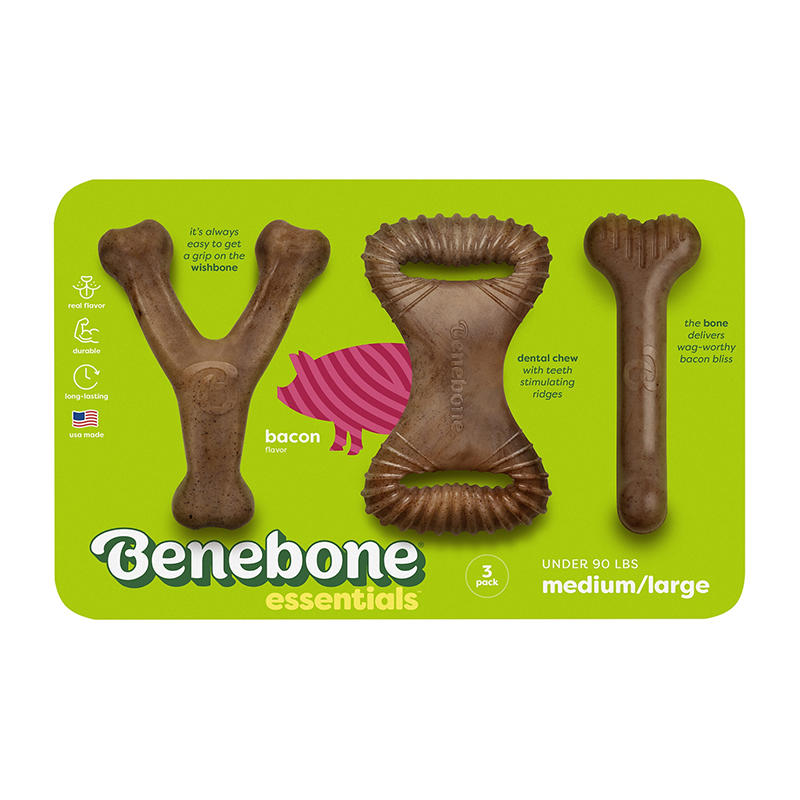 Benebone Essentials 3-pack wishbone dog chew toy