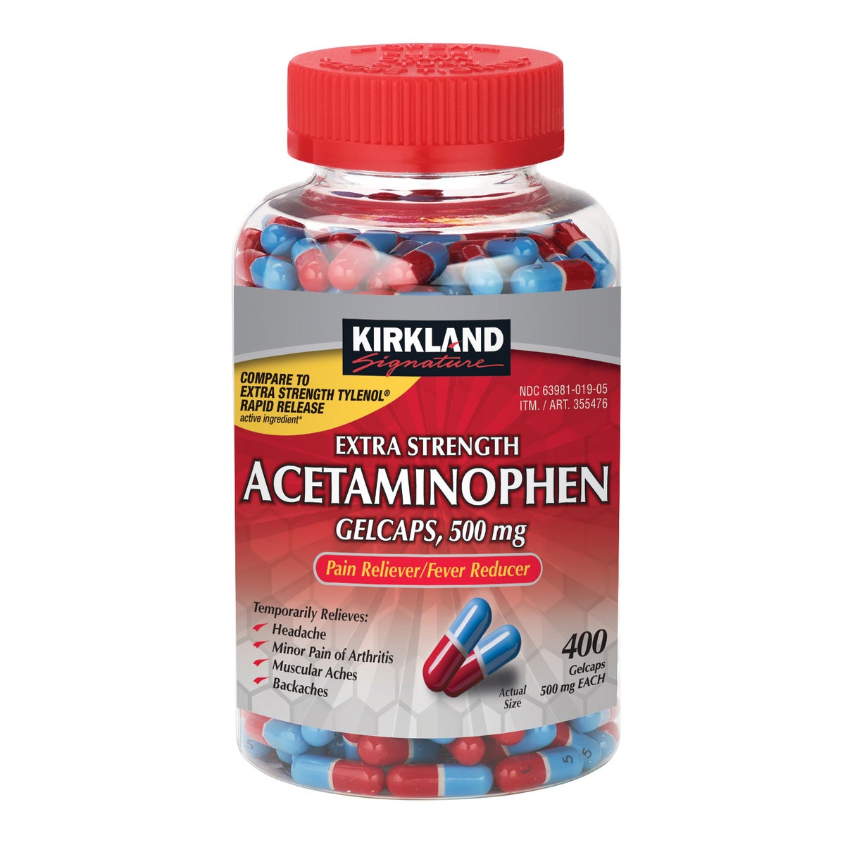 Kirkland Signature Extra Strength Acetaminophen 500 mg 400 gelcaps