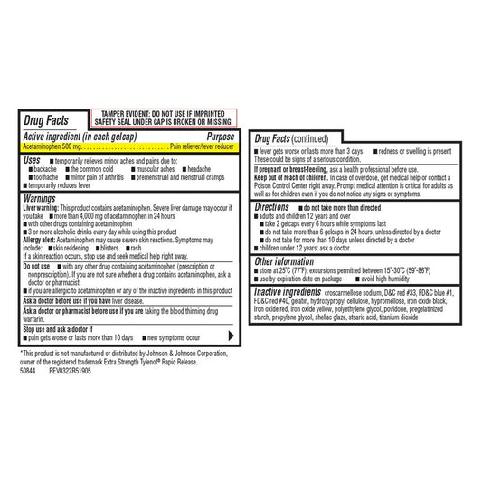 Kirkland Signature acetaminophen 500 mg gelcaps bottle