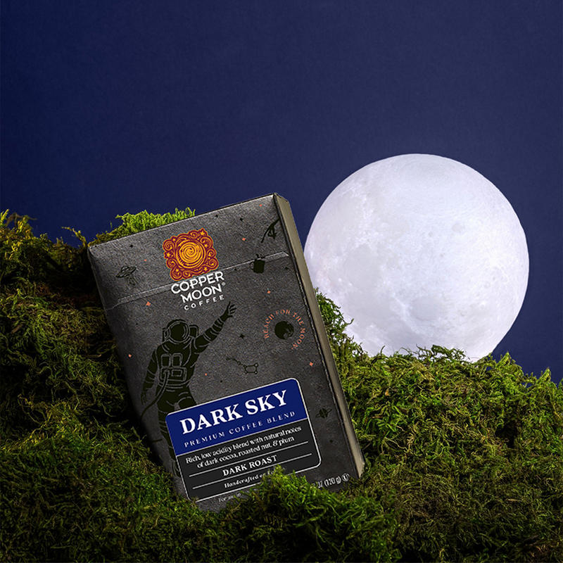 Copper Moon Coffee dark roast pods package front