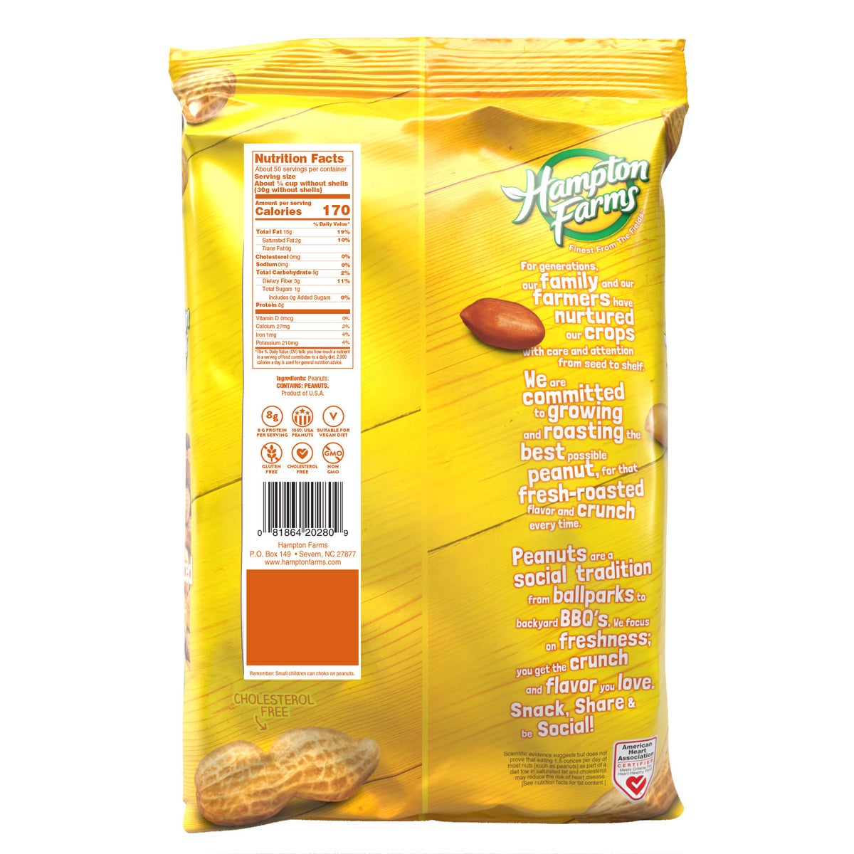 Hampton Farms roasted peanuts product packaging 5 lb