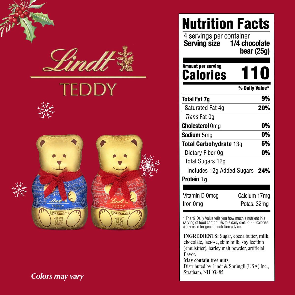 Lindt milk chocolate bear stocking stuffer